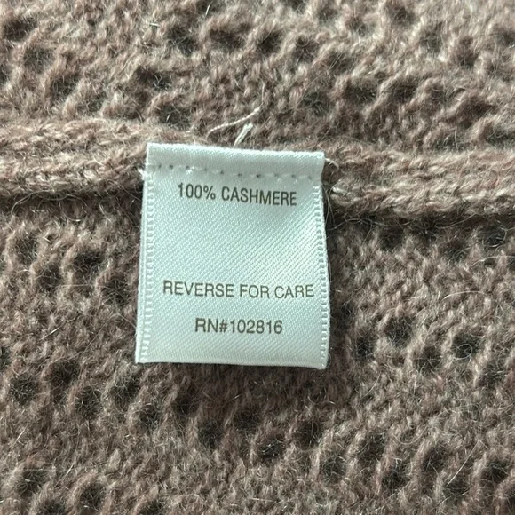 Garnet Hill 100% Cashmere Pointelle Knit Open Front Cardigan Sweater Lavender L - Picture 4 of 6